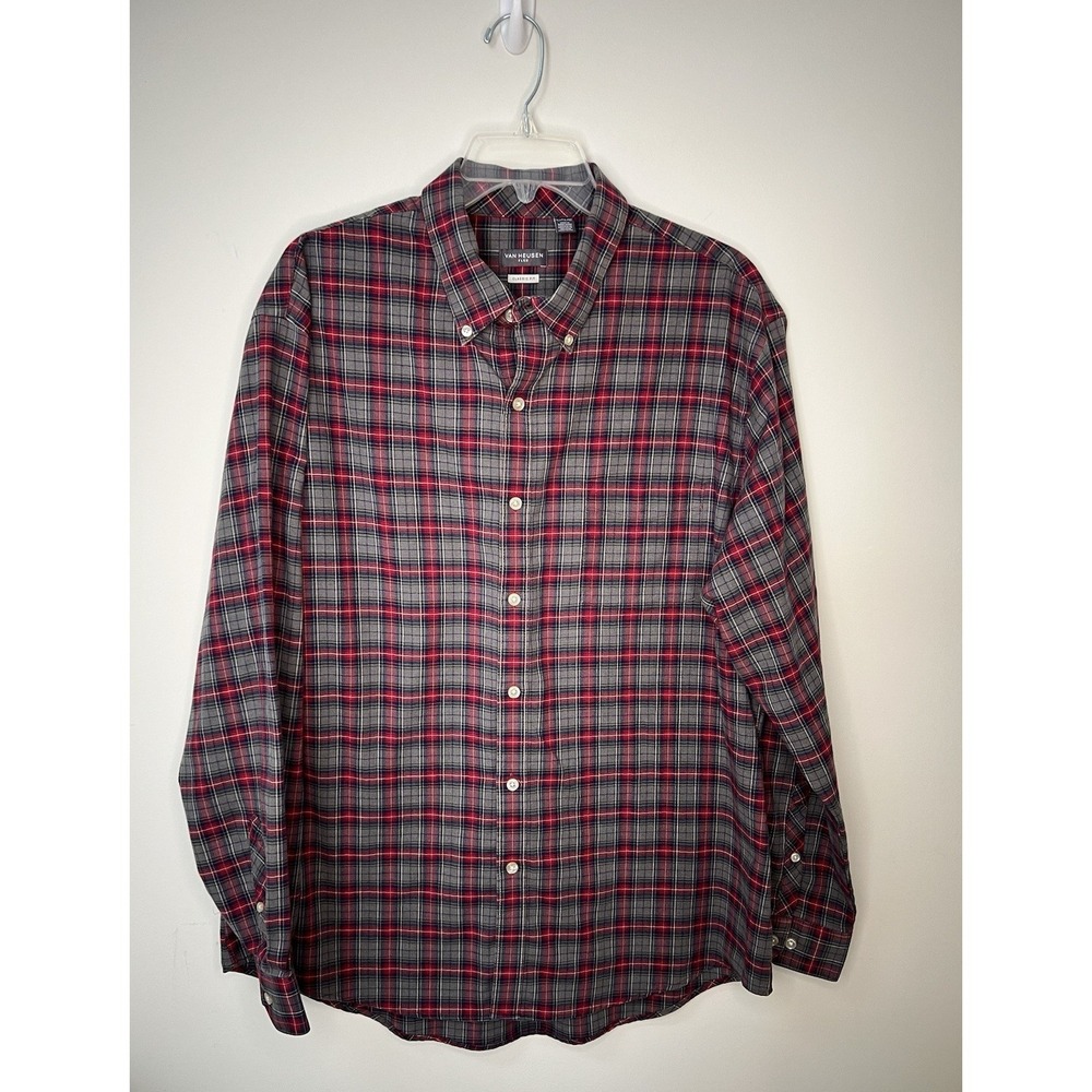 Men's Van Heusen Flex Shirt Classic Fit Plaid Size XL 17-17.5